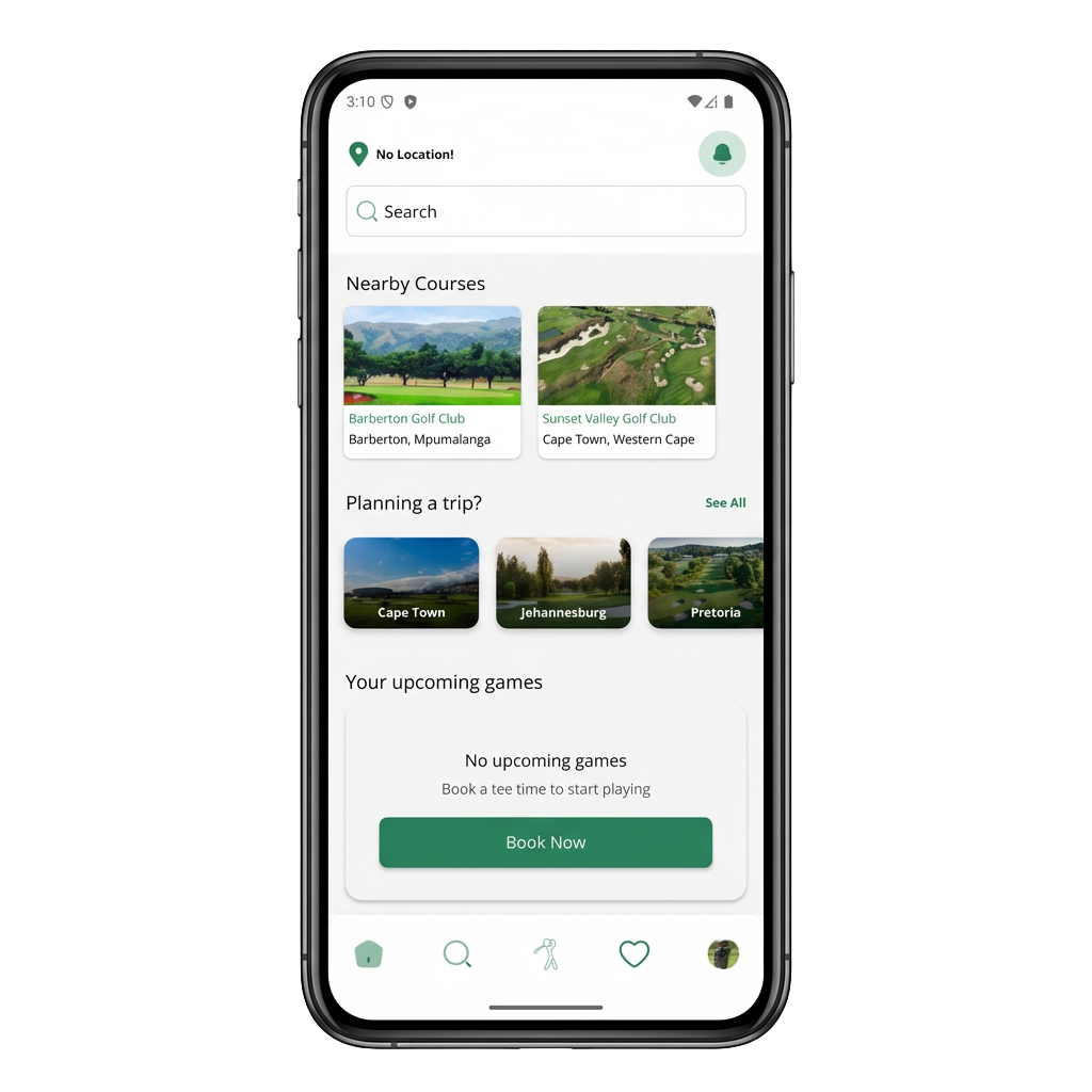 PlayGolf home screen